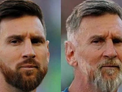 Imagem do jogador Leo Messi depois da aplicação do filtro de envelhecimento de FaceApp.