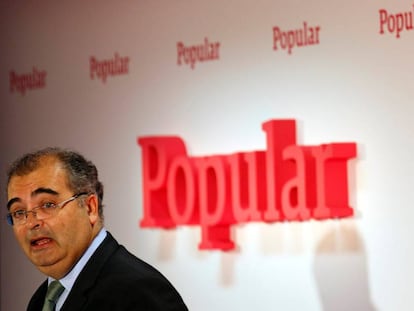 &Aacute;ngel Ron, presidente del Banco Popular durante una presentaci&oacute;n de resultados de la entidad.