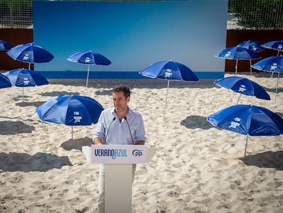 El portavoz de campaña del PP, Borja Sémper, en la presentación en un club de Madrid de la campaña 'Verano azul'.