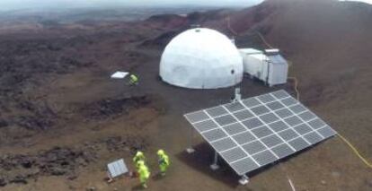 Vista área tomada por el equipo de simulación en Hawai.