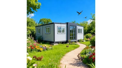 Vista de una de las casas modulares más económicas que se puede comprar en Amazon.