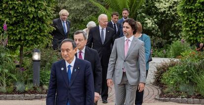 Los asistentes al G7, este sábado en Cornualles (Reino Unido).