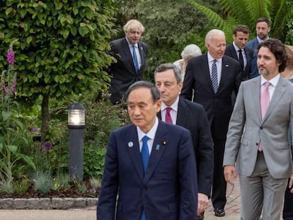 Los asistentes al G7, este sábado en Cornualles (Reino Unido).