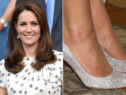 A la derecha, el truco de Kate Middleton para andar con tacones sin resbalar.