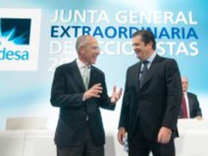 Francesco Starace, consejero delegado de Enel, y Borja Prado, presidente de Endesa, en la &uacute;ltima junta.