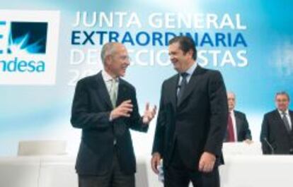 Francesco Starace, consejero delegado de Enel, y Borja Prado, presidente de Endesa, en la &uacute;ltima junta.