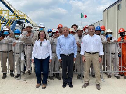 El presidente de México, Andrés Manuel López Obrador, el jueves durante el 83º aniversario de la expropiación petrolera en Tabasco.