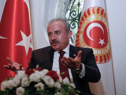 El presidente de la Asamblea Nacional turca, Mustafá Sentop, este lunes en Madrid.