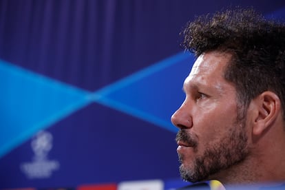 Diego Pablo Simeone en la rueda de prensa previo a enfrentar al Celtic.