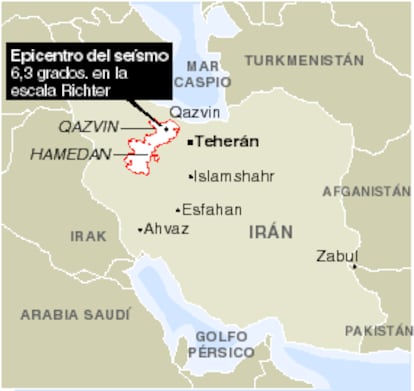 Localización del lugar del terremoto.