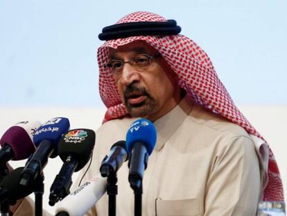 Khalid Al Falih, ministro de Energ&iacute;a saud&iacute;, el mi&eacute;rcoles en Riad. 