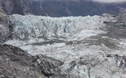 Vista del glaciar Fox, cercano a la oeste de isla Sur de Nueva Zelanda.