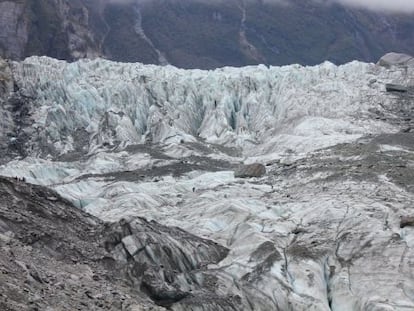 Vista del glaciar Fox, cercano a la oeste de isla Sur de Nueva Zelanda.