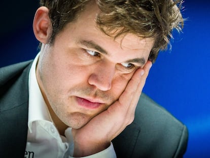 Magnus Carlsen, durante una de las partidas del torneo de Wijk aan Zee