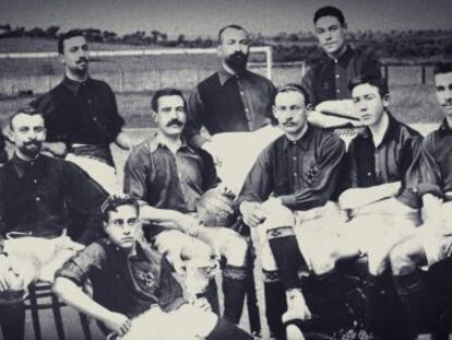Imagen de los pioneros del FC Barcelona recogida en la pelicula