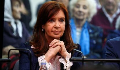 La expresidenta Cristina Fernández de Kirchner, en el juicio.