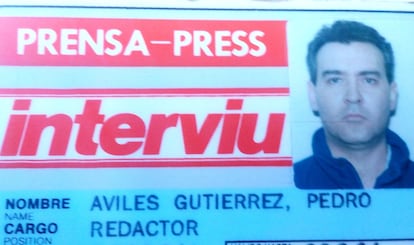Carnet de Avilés como cronista de la revista 'Interviú'.