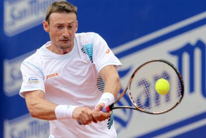 Ferrero durante su primer partido en el Torneo Conde de Godó 2011.