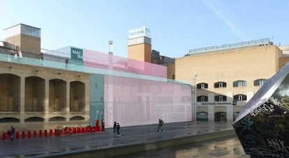 Recreación virtual del nuevo edificio que se construirá en la plaza Dels Àngels para ampliar el Macba.