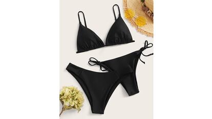 bikini shein tres piezas negro