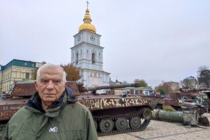 El alto representante de la Unión Europea (UE) para Asuntos Exteriores y Política de Seguridad, Josep Borrell, este lunes durante su visita a Kiev (Ucrania).