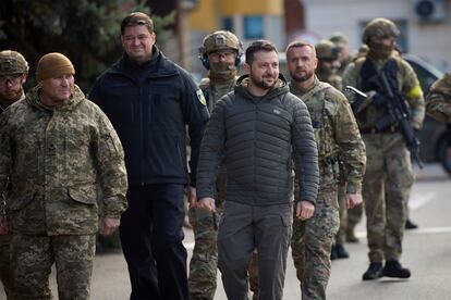 El presidente ucranio, Vólodimir Zelensky, ayer en Jersón.