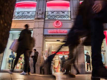 Tenda de Vodafone en la Puerta del Sol de Madrid.