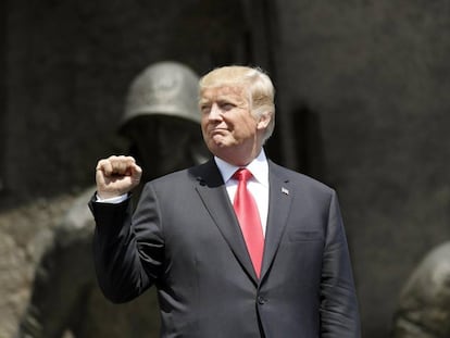 El presidente estadounidense, Donald Trump,  en la plaza Krasinski de Varsovia.