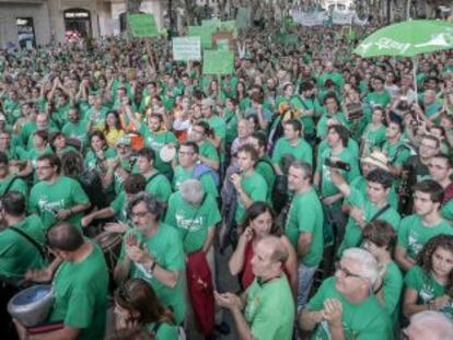 Manifestaci&oacute;n contra el decreto del triling&uuml;ismo ayer en Palma. 
