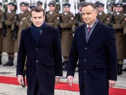 Los presidentes Emmanuel Macron y Andrzej Duda el 3 de febrero en Varsovia