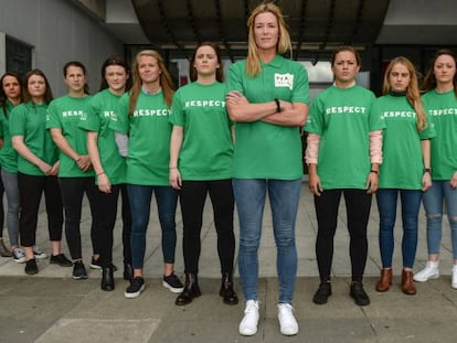 La selección de Irlanda, tras la rueda de prensa del martes.