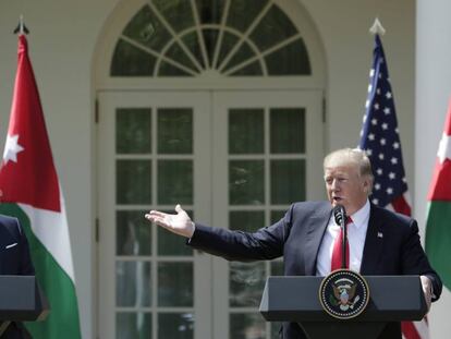 El rey jordano Abdal&aacute; y Trump, este mi&eacute;rcoles en los jard&iacute;nes de la Casa Blanca