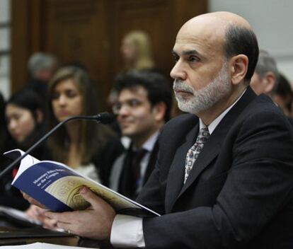 El presidente de la Reserva Federal, Ben Bernanke, durante su comparecencia en el Congreso