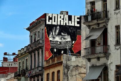 Vista de un grafiti de protesta en La Habana, Cuba, este martes. 
