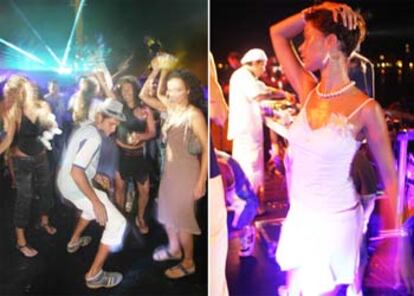 Dos caras de las fiestas en el <i>Nightology boat. </i>
