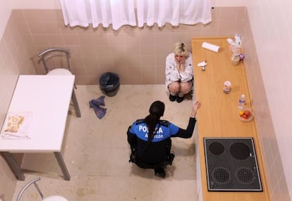 A Spanish police training exercise simulating an episode of gender violence.