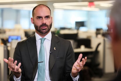 El diputado Eduardo Bolsonaro, en una reciente entrevista en Washington.
