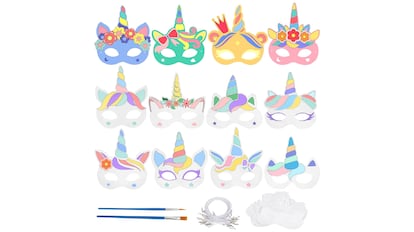 Kit de máscaras para colorear y de unicornio para carnaval