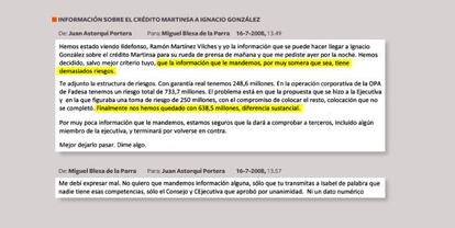 Información sobre el crédito Martinsa a Ignacio González.