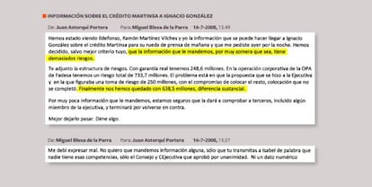 Información sobre el crédito Martinsa a Ignacio González.