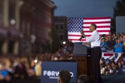 El presidente estadounidense, Barack Obama, el pasado 13 de julio, durante una campaña a las afueras de la histórica estación de bomberos en el centro de Roanoke, Virginia (EE.UU.).