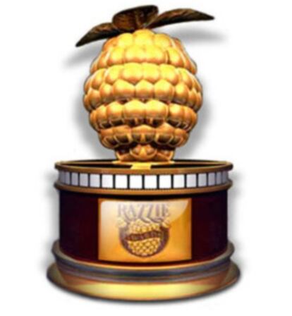 La estatuilla de los razzies muestra una frambuesa dorada sobre un trozo de celuloide