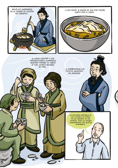 Interior del cómic ¡Dumplings! (Libros Cúpula).