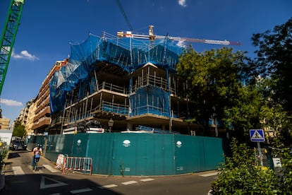 Obras en el barrio de Salamanca, en Madrid.