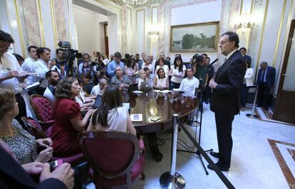 Declaraciones de Mariano Rajoy en el pleno constitutivo de la XII Legislatura en el Congreso de los Diputados. 