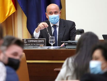 El coronel de la Guardia Civil Diego Pérez de los Cobos comparece en la Comisión del Congreso de los Diputados que investiga la operación de espionaje Kitchen.