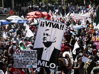 Una marcha en apoyo a Andrés Manuel López Obrador, en Ciudad de México, el 24 de octubre de 2020.