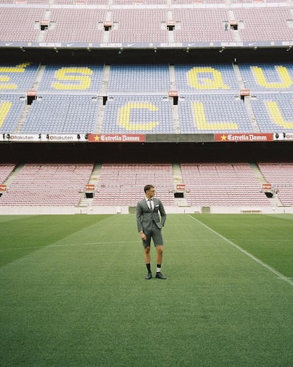 Así es el uniforme que ha diseñado Thom Browne para el FC Barcelona.