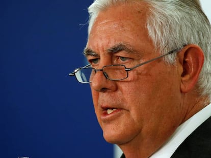 O secretário de Estado Rex Tillerson no Atlantic Council, em Washington