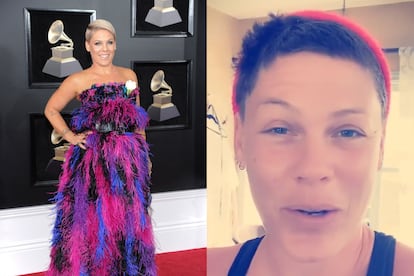 P!nk. Pese a llevar el pelo corto, la artista conocida por temas como So What! nunca antes había mostrado su verdadero color. El rosa (como su nombre artístico) y los diferentes rubios han sido siempre su apuesta. A finales de marzo, subió un vídeo tras cortarse el pelo después de beberse unas copas de vino. "Cuando me emborracho, se me ocurren ideas brillantes como cortarme el pelo", afirma. En él se puede ver su cabellera oscura.